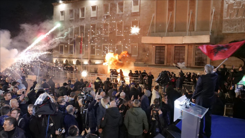 Molotov cocktail attack targets Albanian prime minister’s office during anti-government protests